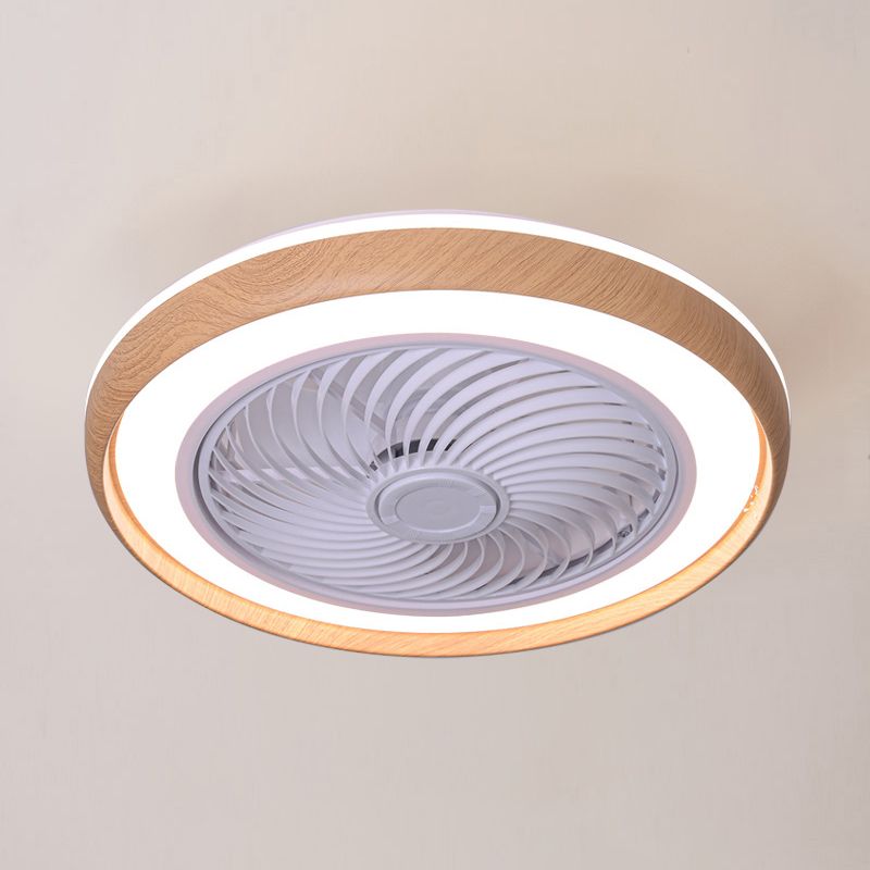 Holz Finish Runde Lüfter Lampe Nordic Metall LED Semi Flush Montiertes Licht für Schlafzimmer