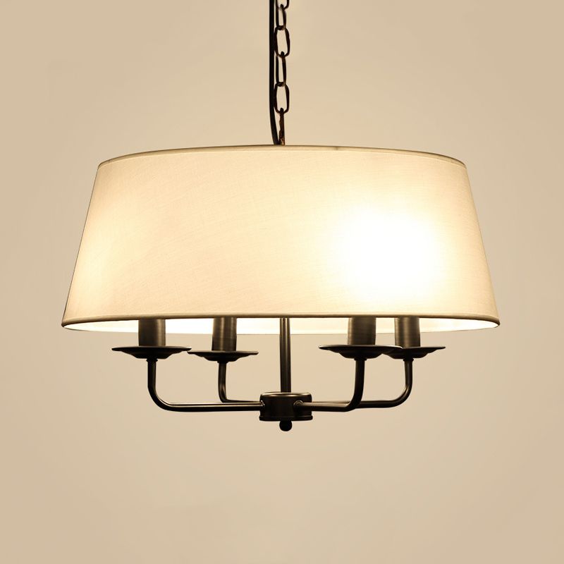 4 lampadine candela lampadario luce classica classica bianca/verde/beige tessuto appennato a soffitto con ombra tamburo