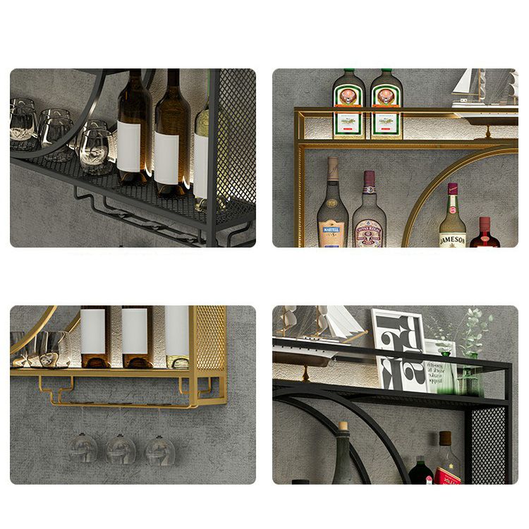 Modern Wall Mounted Wine Rack Metal Wine Bottle & Glass Rack without Light