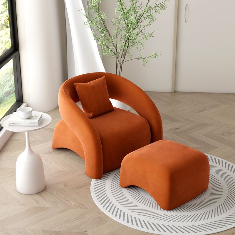 Contemporary Sloped Arms Chair Solid Color Pillow Back Chair