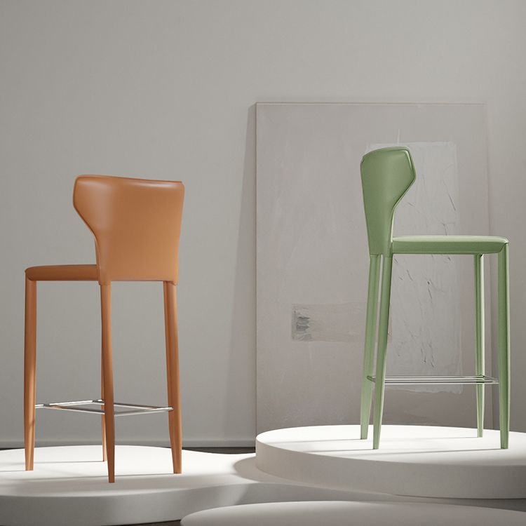 Contemporary Faux Leather 39-inch Bar Stools with Metal Base