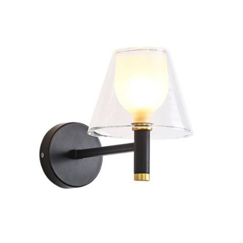 Glass Geometric Wall Light Modern 1-Light Wall Lights in Black