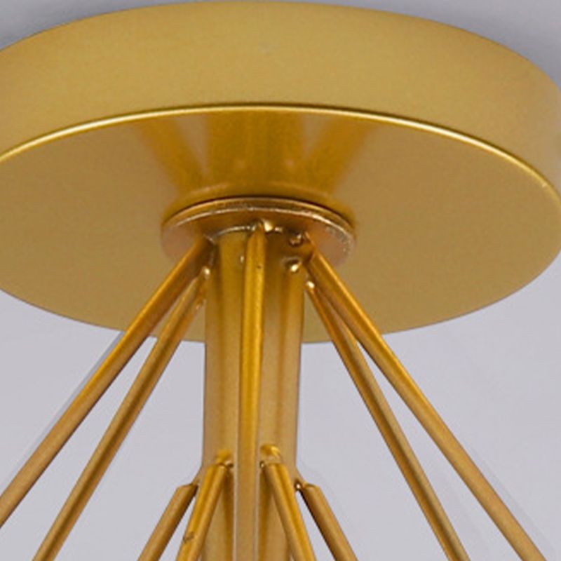 Contemporary Polished Finish Single Flush Mount Lighting Unique Iron Ceiling Light