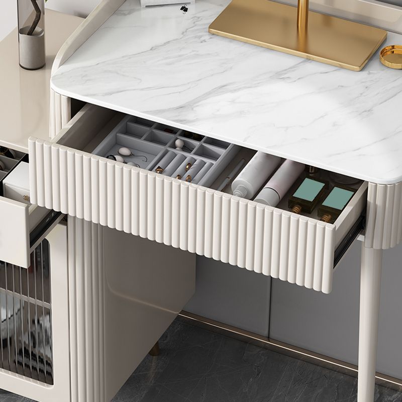 Contemporary Vanity Dressing Table Slate Top Vanity Makeup Table Set