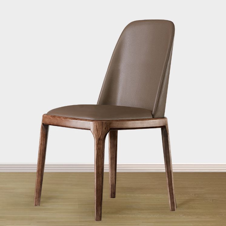 Zeitgenössischer Stil Lederstuhl Armless Parsons Stuhl mit Holzbeinen für das Restaurant