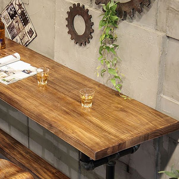 Wood Top Water Pipe Frame Counter Table Industrial 42-inch Height Table for Dinning Room