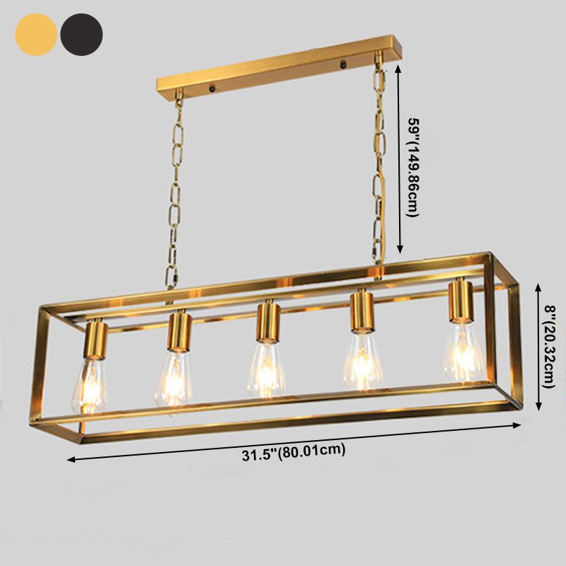 Éclairage d'îlot de cuisine industrielle Rectangle Metal Island Chandelier