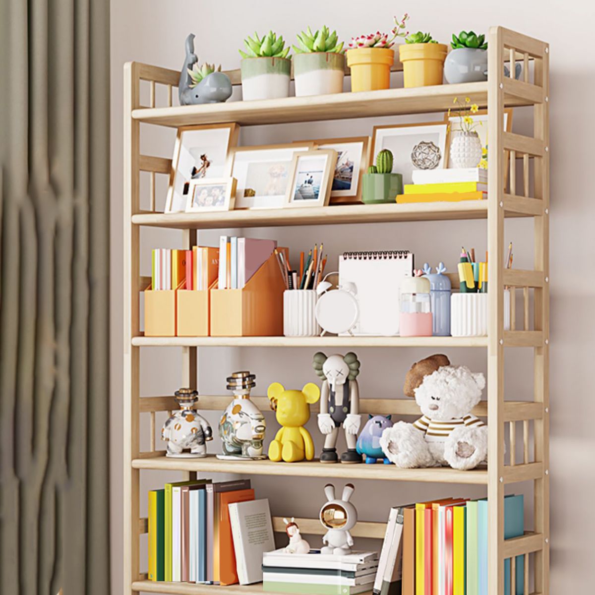 Pine Natural Chest Contemporary Rectangle Accent Chest with Shelves