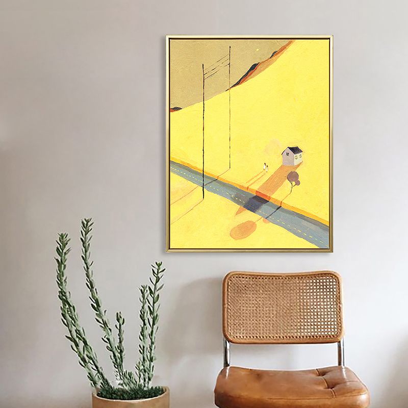 Toile de dessin de paysage abstrait, décoration murale texturée nordique de couleur douce pour chambre