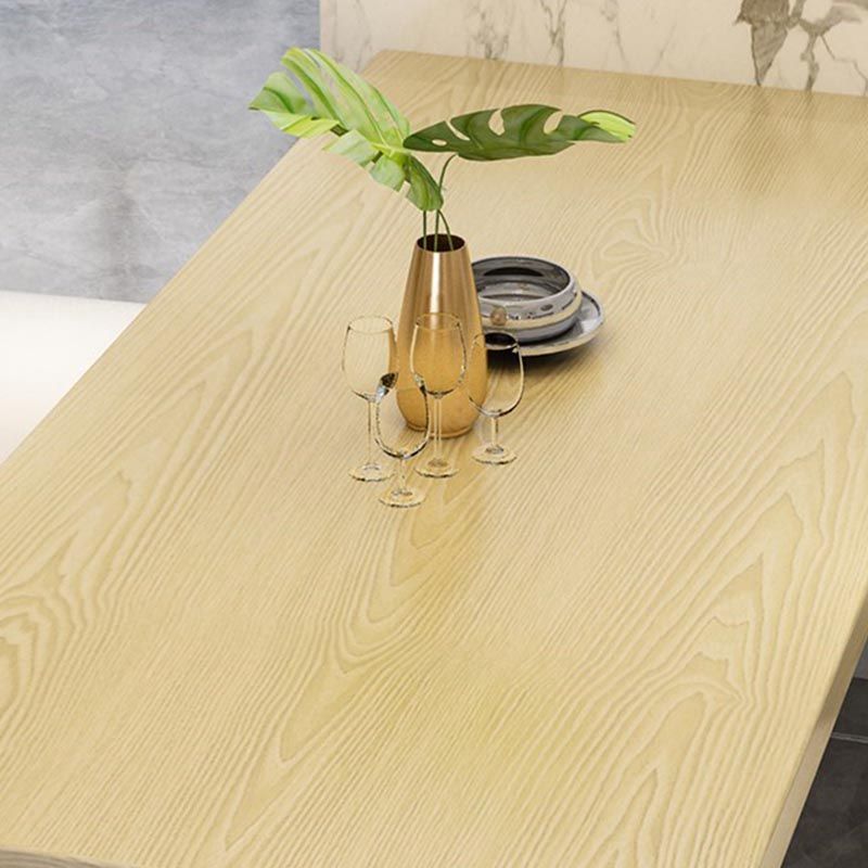 Mesa de comedor con tapa de madera rectangular, mesa de cocina con base de acrílico transparente moderna
