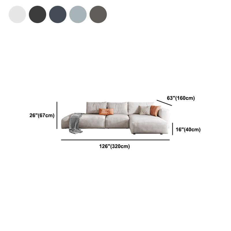 Nordic Pillows Living Room Faux Leather Stationary Square Arm Sofa Chaise