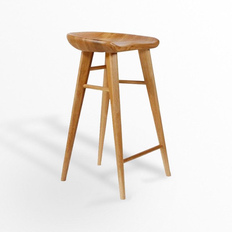Solid Wood Contoured Seat Counter-height Stool Modern Footrest Bar Stool