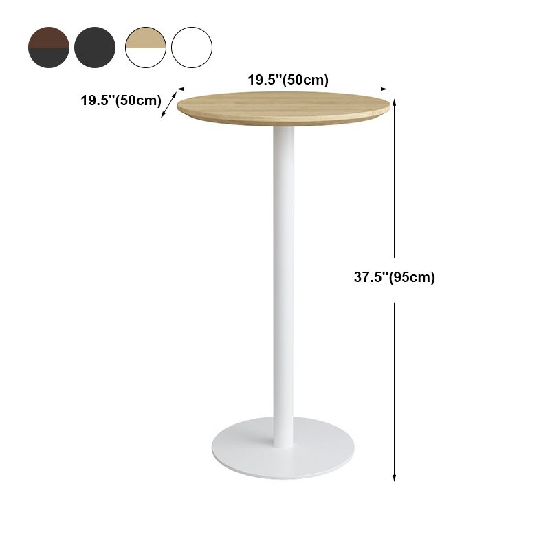 Contemporary Round Bar Dining Table Indoor Wood Bar Table with Iron Base