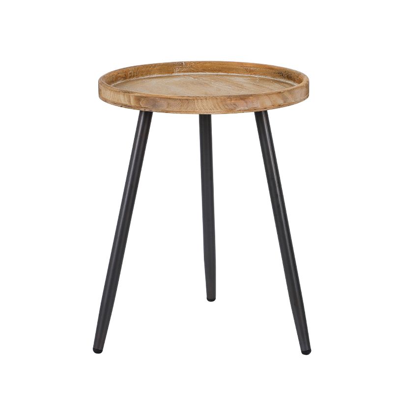 20-inch Tall Solid Wood Side Table Rustic Tray Top 3 Legs End Table