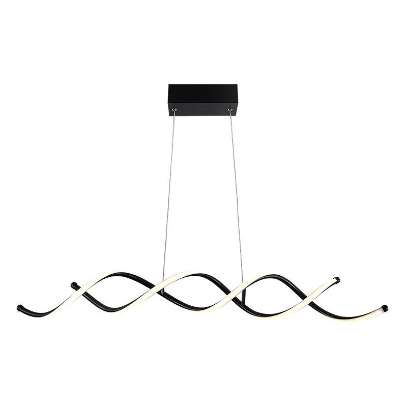 Wave Dinning Room Pendant Ceiling Light Metal LED Contemporary Suspended Lighting Fixture in Black