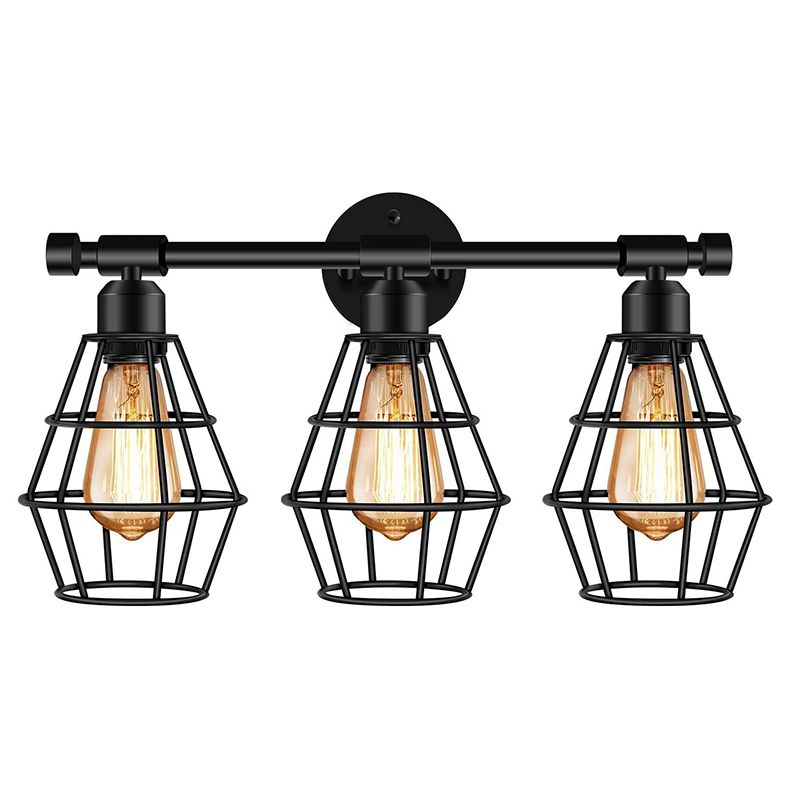 Cage Shade Vanity Wall Light RETRO Style Industrial Metal 3 Light Vanity Light