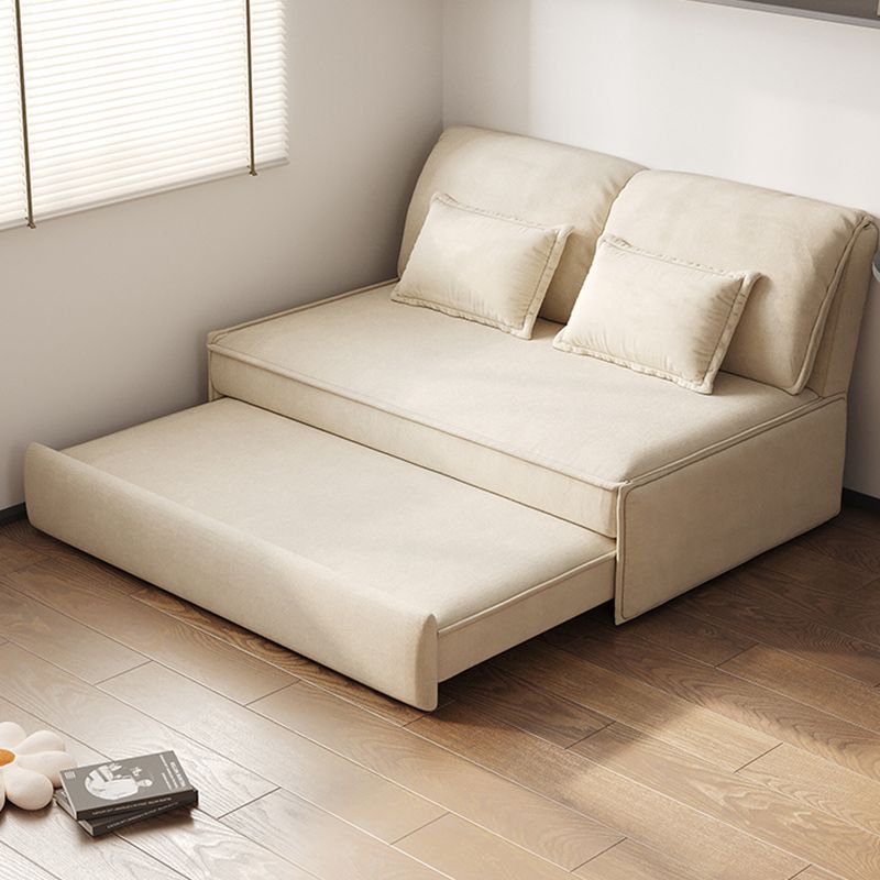 32" Wide Scandinavian Futon Sofa Bed Leather White Futon Sleeper Sofa without Stroage