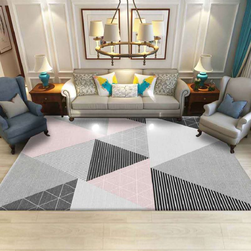 Luxury Living Room Rug Multi Colored Plant Pattern Carpet Polypropylene Machine Washable Anti-Slip Rug