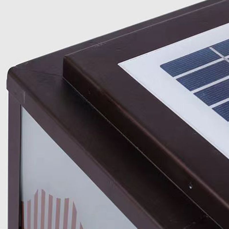 Rectangle Shape Metal Solar Pillar Lamp Modern 1 Light Outdoor Waterproof Light in Black
