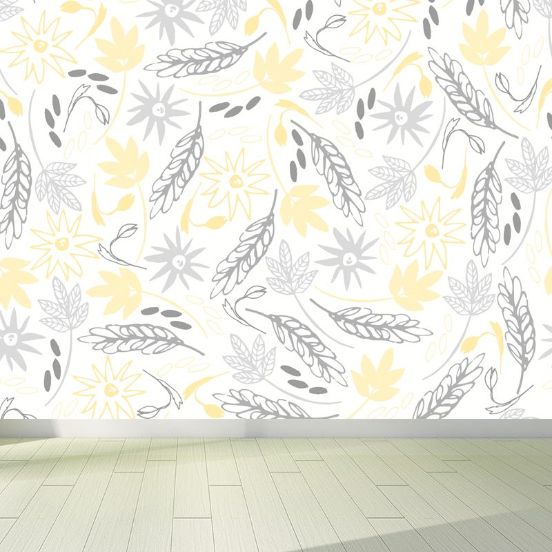 Peinture murale à motif floral de couleur pastel, résistante aux taches, décoration murale élégante pour chambre de filles