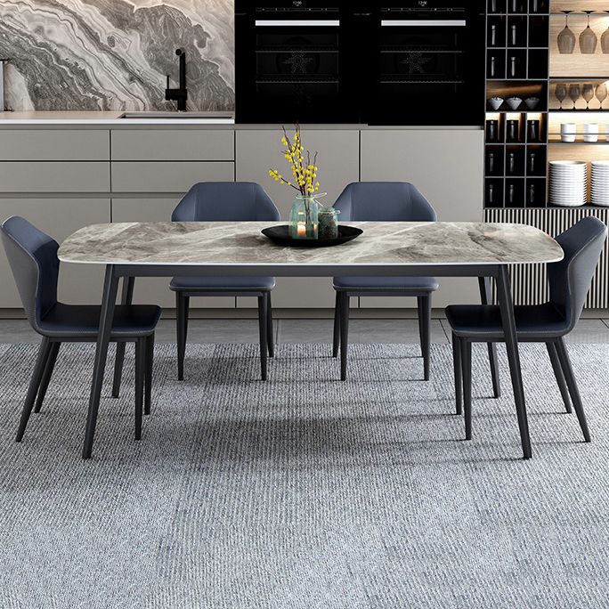 Home Sintered Stone Kitchen Table Industrial Rectangle Fixed Dining Desk