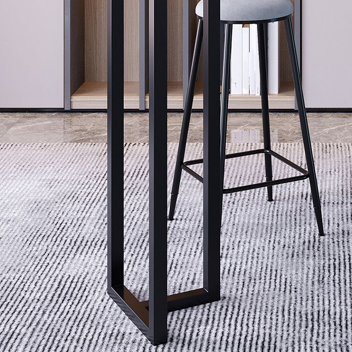 Contemporary Rectangle Bar Dining Table Stone Top and Iron Base  Bar Table