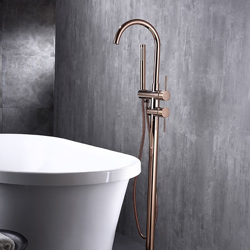 Traditional Floor Mounted Metal Freestanding Tub Filler Swivel Freestanding Faucet