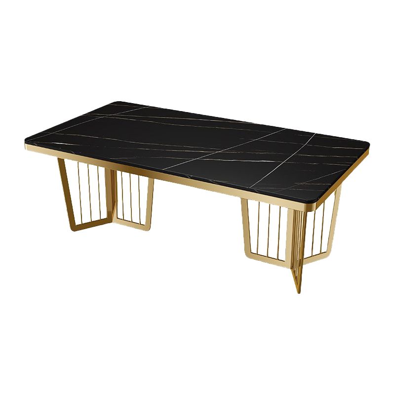 Sintered Stone Dining Table Traditional Luxury Dining Table with Gold Frame for Kitchen