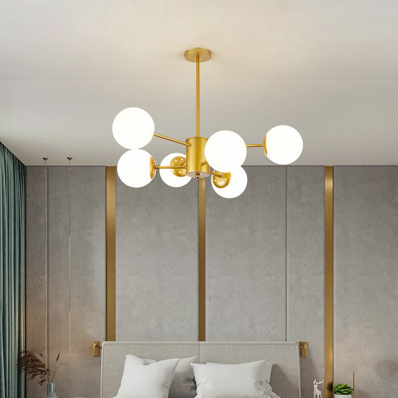 Sitting Room White Glass Chandelier Lighting Fixture Modern Chandelier Pendant Light