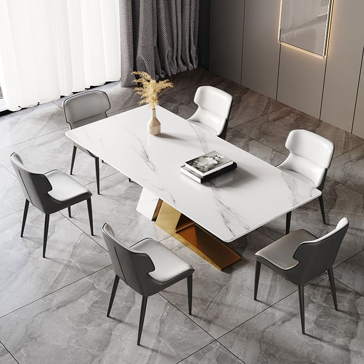 Glam Dining Table Set 1/4/5/7 Pcs Rectangle Dining Table with Wingback Chairs