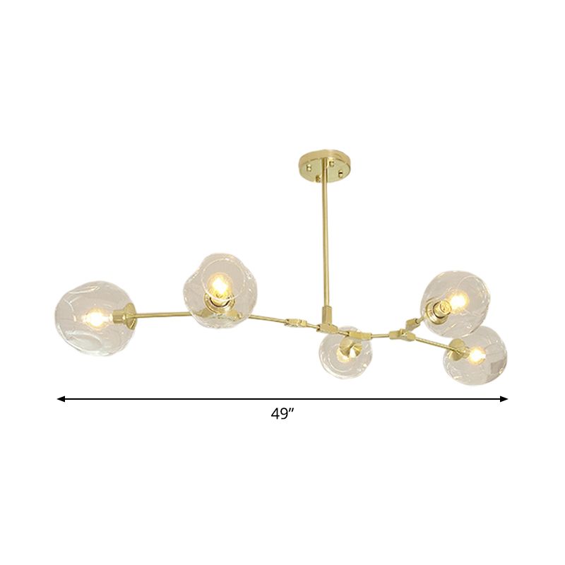 Molecola oro lampadario sospeso il lampadario postmoderno 5/7 luci a soffitto metallico con coppia di vetro in chiaro