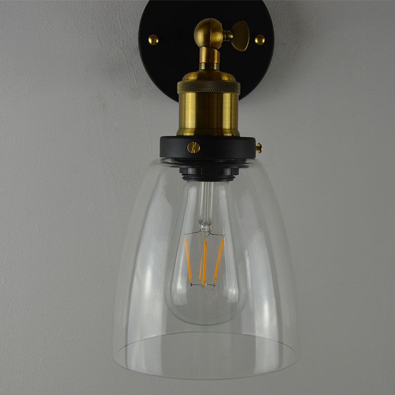 Industrielle vintage geometrische Wandlampe Schmiedeeisen -einzelnes Wandlicht mit klarem Glasschatten