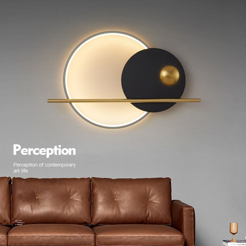 Mid-Century Artistic Sunrise Sconce Light Fixture Metal Living Room LED Wall Mounted Lamp