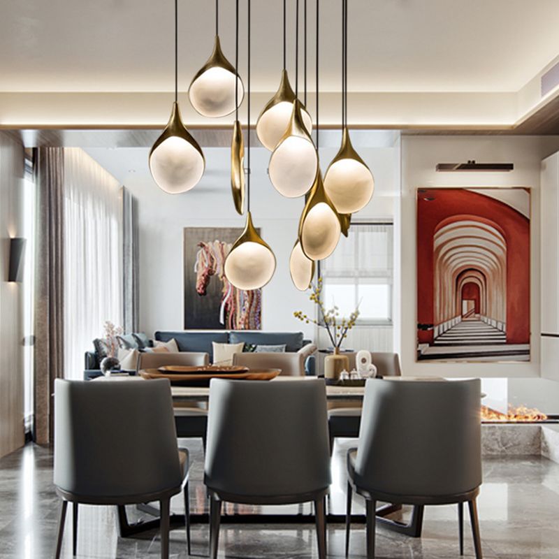 6.3 "Durchmesser Postmoderner Mini-Anhänger Lampenharz Schatten minimalistisch hängende Licht in Gold für die Flurstreppe