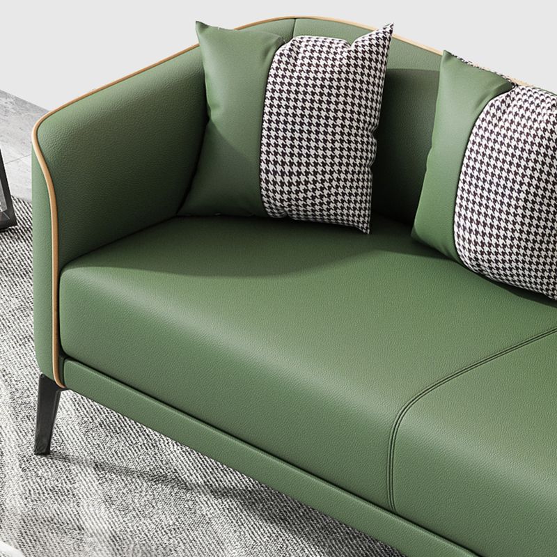 Modern 25.6 " H Faux Leather Tuxedo Arm Sofa for Living Room