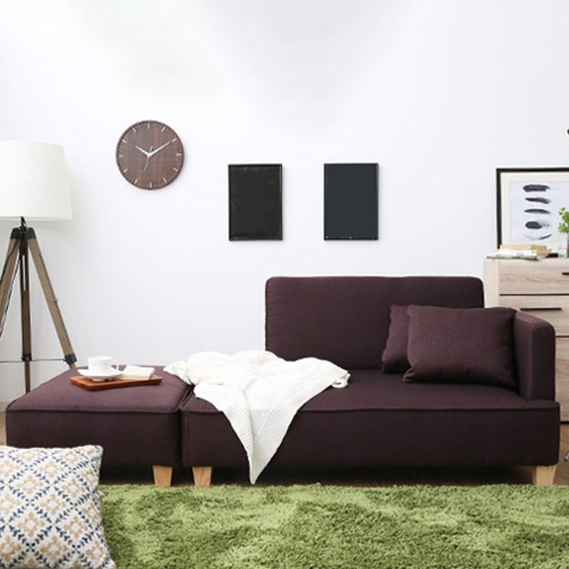 Scandinavian Lazy Sofa Linen Blend TV Chair with Pillows and Ottoman