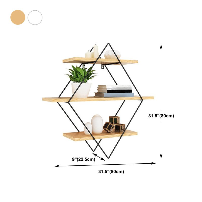 Floating Shelf Bookcase Wooden and Metal Book Shelf for Study Room