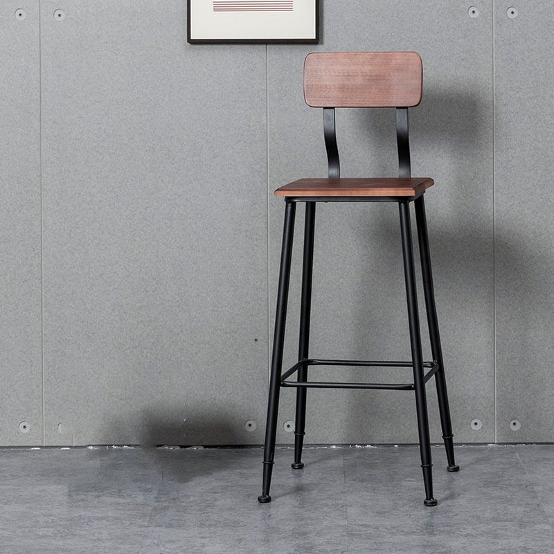 Modern Solid Wood Counter Stool Armless Bar Height Bar Stool with Footrest