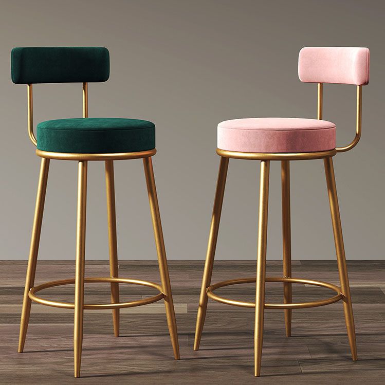 Glam Living Room Counter Chair Metal Bar Stools with Footrest