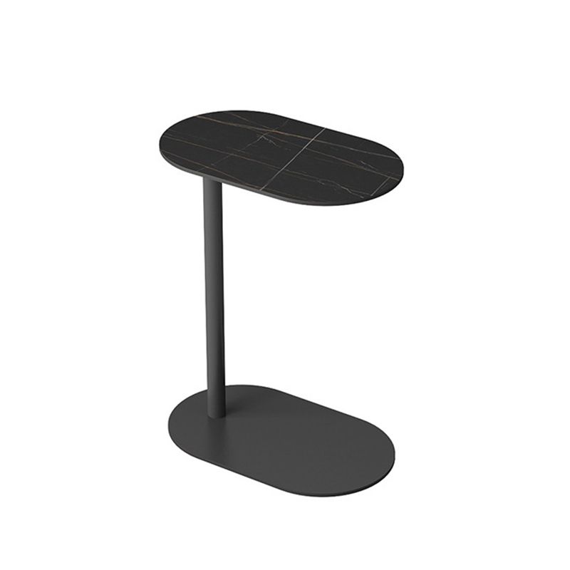 Mid-Century Modern Stone Top Side Table Elliptical Pedestal End Table