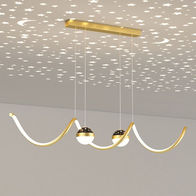 Modern Style Ribbon Shape Island Pendants Metal Pendant Lights for Dining Room
