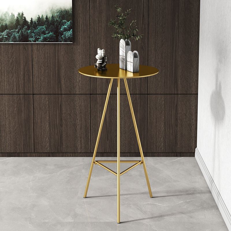1/3/4 Pieces Industrial Round Bar Table Set Gold Iron Bistro Set with Footrest
