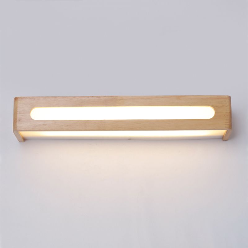 1 Light Rectangle Wall Mounted Lamps Modern Style Wood Wall Lights