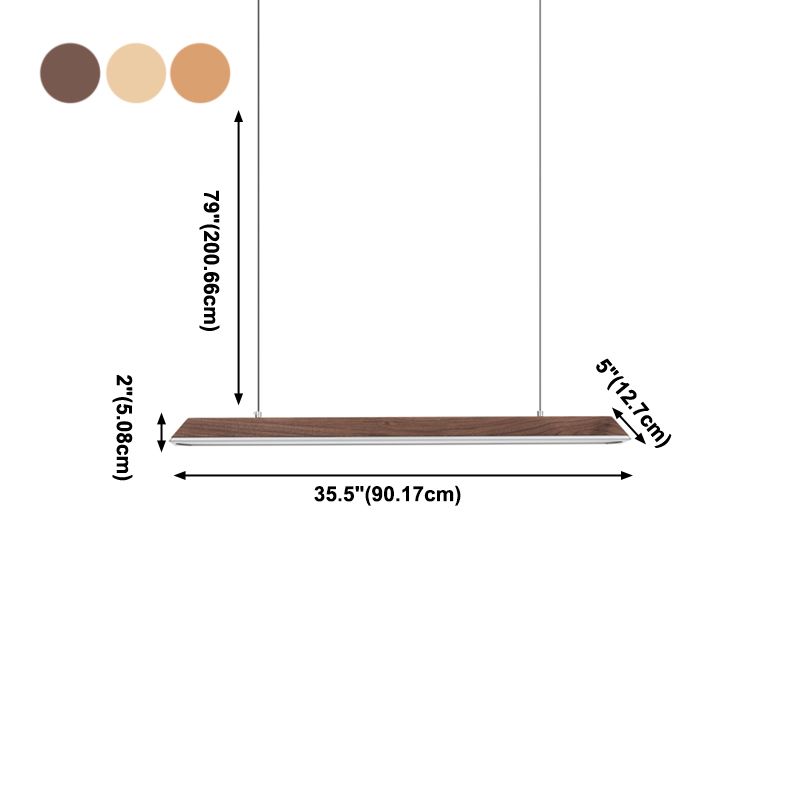 Modern 1-Light Island Light Linear Wood Island Chandelier Lights for Office