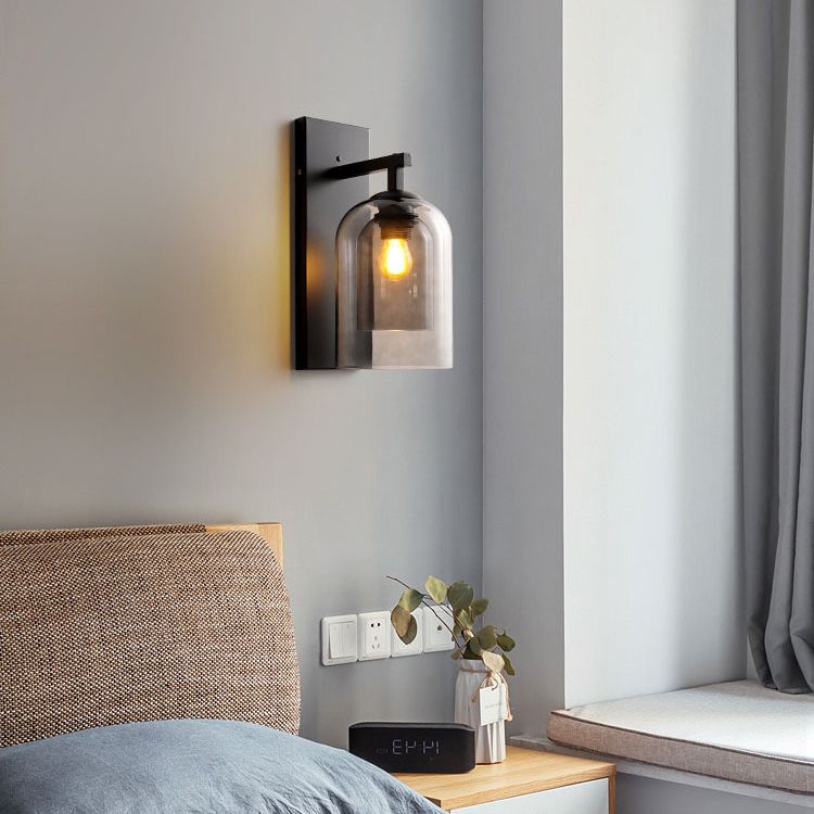 Lámpara de pared sombreada de estilo nórdico luminoso de pared de la pared del dormitorio del dormitorio
