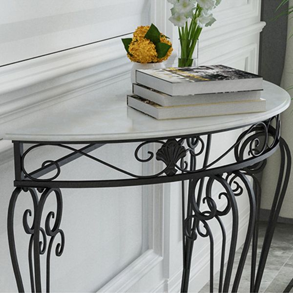 Modern Marble Console Sofa Table Half Moon End Table for Hall