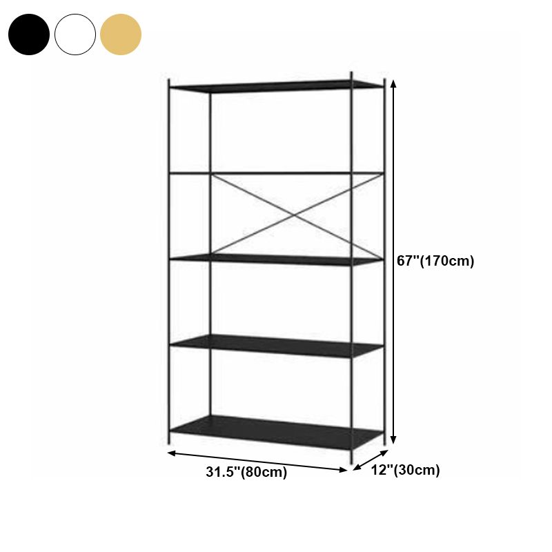 Modern Metal Bookcase Shelf Rectangular Open Bookcase with Shelves