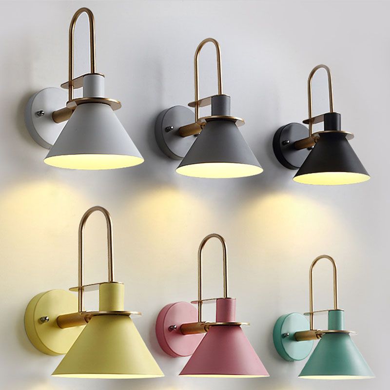 Shaded Wall Light Sconce Nordic Minimalist Style Metal 1 Light Sconces