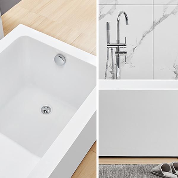 Modern Freestanding Rectangular Bath Tub Acrylic Home Bathtub in White