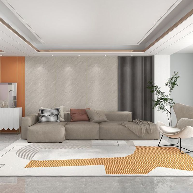 Orange Straight Stripe Rug Polyester Modern Rug Stain Resistant Rug for Living Room